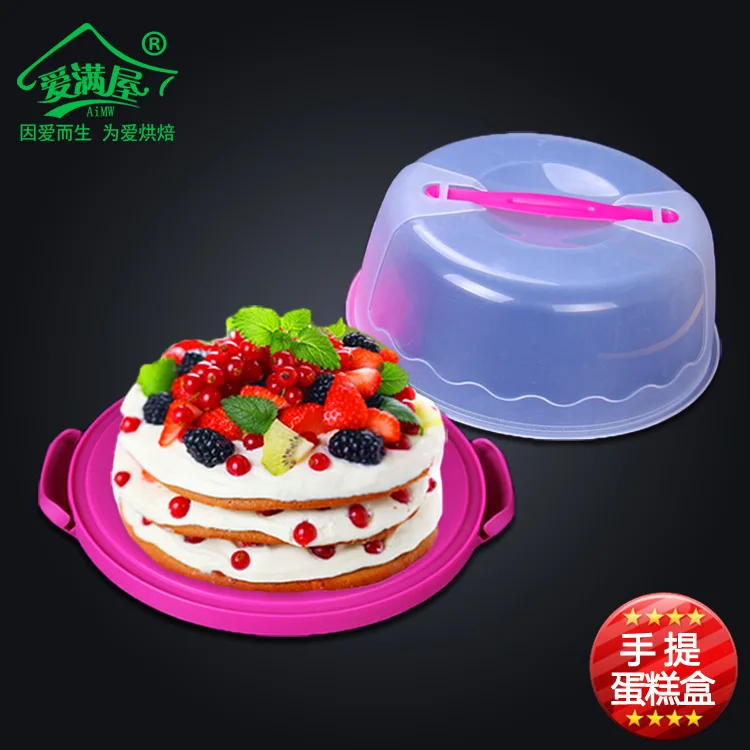 AMW Trash Belt Buckle up And down Cover Plastic Circle Cake Box Transparent Thick Cake Box