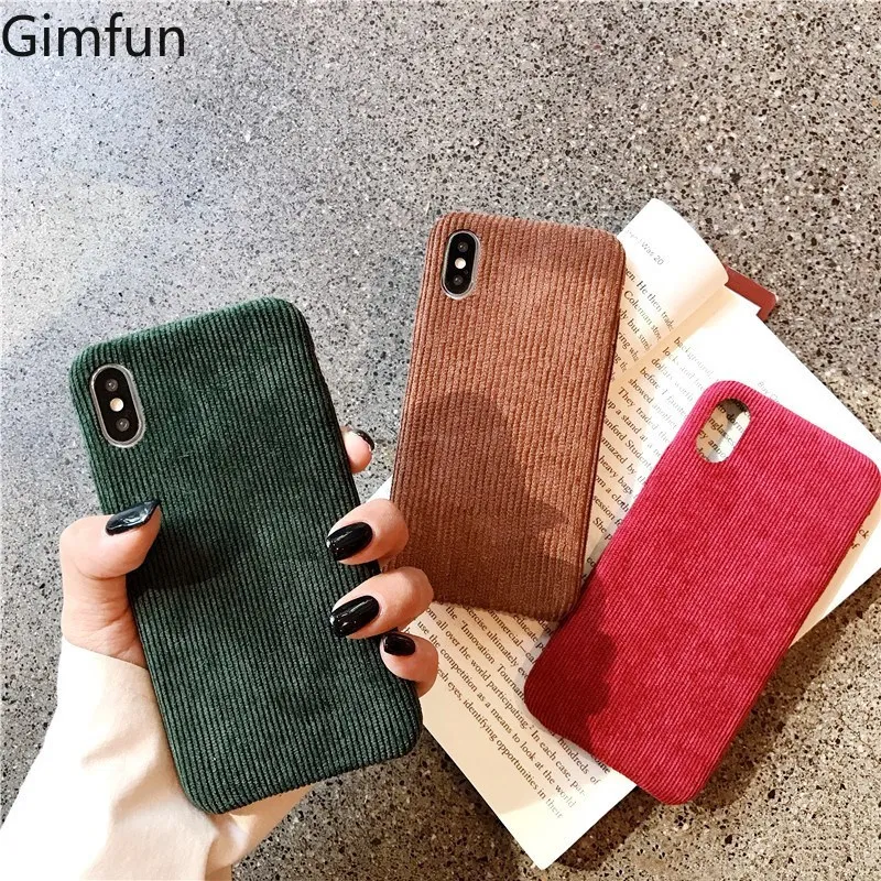 Зимний однотонный вельветовый чехол для телефона Gimfun Iphone 11 Pro Xs Max XR 12 7 6s 8 Plus
