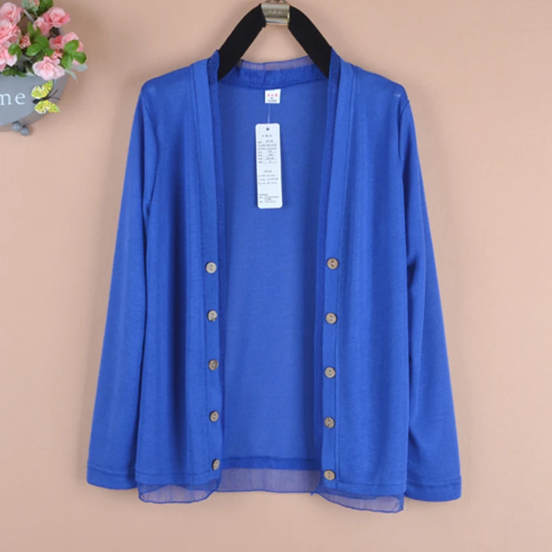 

Summer plus size 5XL female knitted cardigan jacket fashion wild shawl sunscreen long sleeve jacket air conditioning shirt