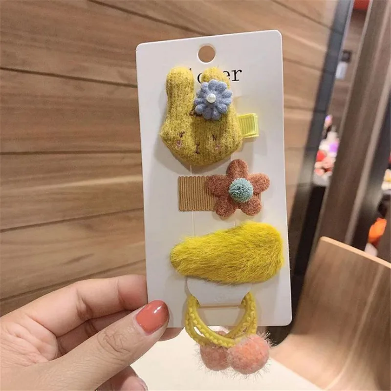 set 3 5 компл./лот Рождественские футболки для новорожденных и детей Головные уборы принцессы резинка для волос с помпонами заколка для волос, набор год для девочек заколка для волос Заколки для волос Детский подарок - Цвет: set 3