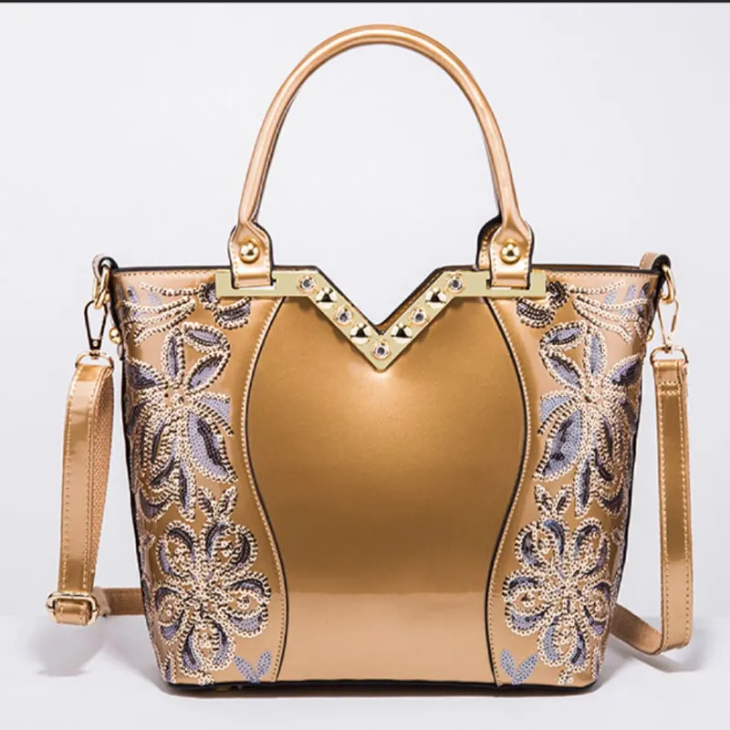 New European And American Fashion Women's Bag Embroidered Shoulder Bag Bridal Bag High Grade Middle Aged Mother's Messenger Bag