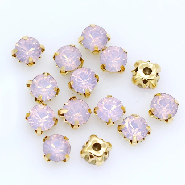 pink opal 36p 8 мм Цвет пришить на круглый граненый кристалл Стекло Стразы Драгоценности Золотое дно 4 отверстия камень для пришивания DIY ремесло платье делая бусины - Цвет: pink opal