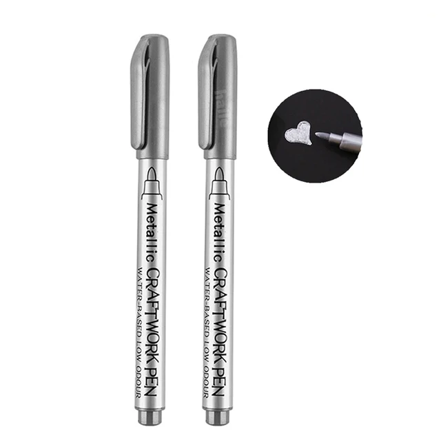 Haile Liquid Mirror Marker Silver Markers Pen DIY Reflective Paint Pens Mirror Markers Chrome Finish Metallic Art Craftwork Pen Metal silver-2pcs