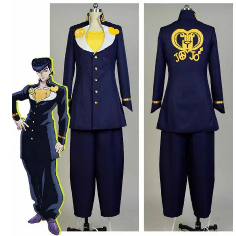 JOJO's Необычные Приключения Josuke Higashikata костюм пальто+ топ+ брюки набор косплей костюм ткань женщины мужчины унисекс стильный черный парик