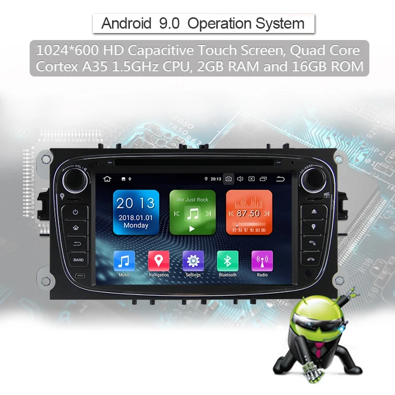 2 Din 7 дюймов Android 9,0 автомобильный DVD мультимедийный плеер 2G+ 16G gps навигация wifi Bluetooth аудио стерео радио плеер для Ford Focus