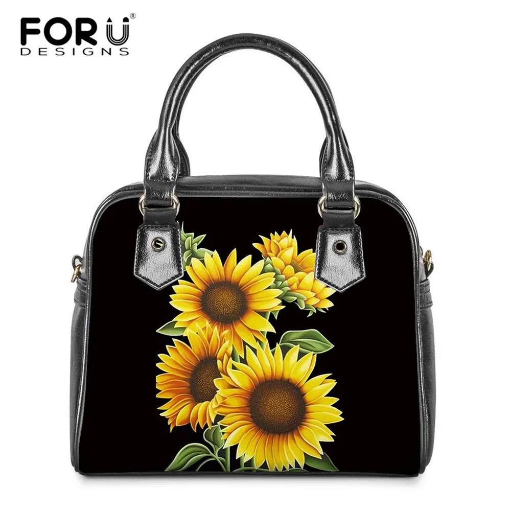 FORUDESIGNS/роскошная женская сумка-мессенджер из искусственной кожи с короткими ручками и желтым цветочным принтом, женская сумка на плечо, женская сумка-тоут, Mujer - Цвет: HXA626DL