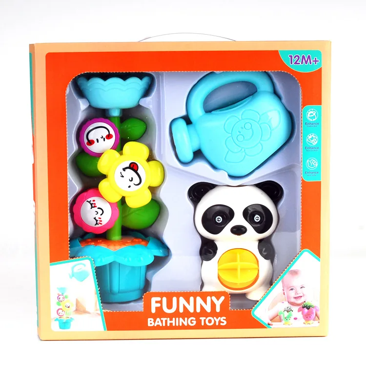 

Children Baby Bathroom Bath Water Turn Toy Windmill Summer Infant Play with Water Bath Sprinkler Flower Duck shui hu tao