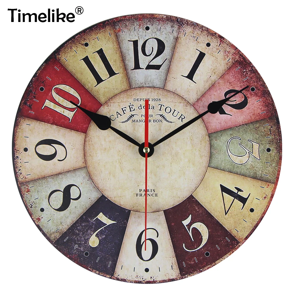 

2019 Hot Silent Wooden Wall Clock Large Retro Paris Multi Round Vintage Style Giant Wall Clocks Watch for Living Room or Kitchen