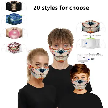

3D Printing Reusable Protective PM2.5 Filter Dust Mouth Face Mask Anti Muffle Mask Fashion Windproof Bacteria Proof Flu Masks
