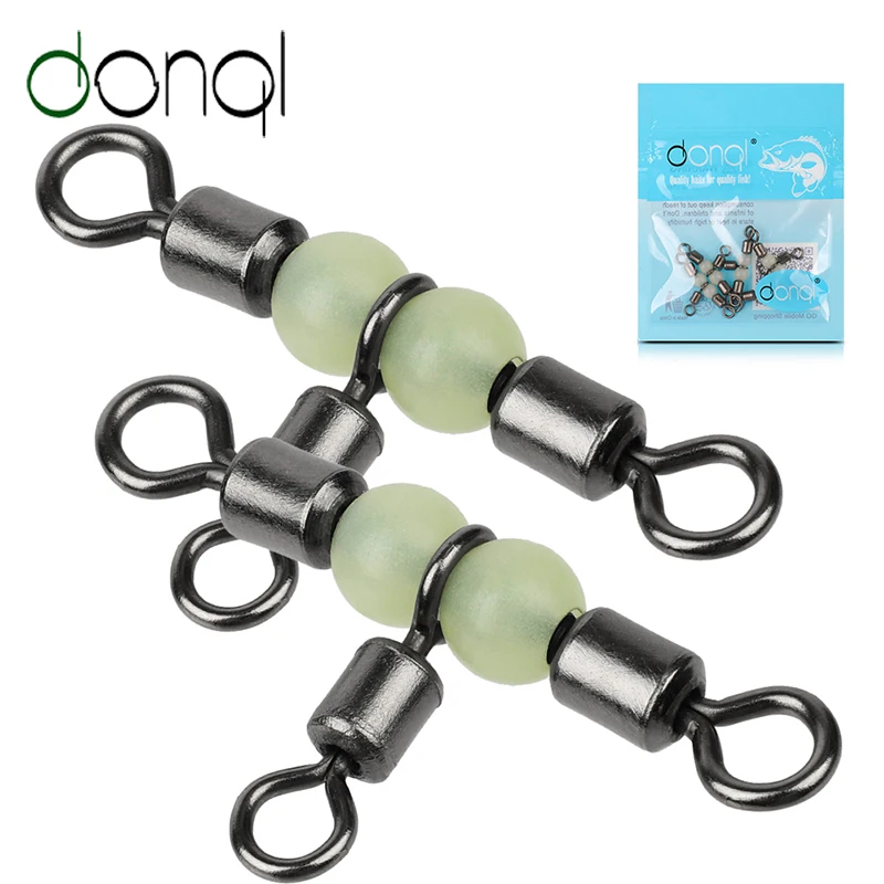 

DONQL 5/20pcs 3-Way T-Rolling Rotating Fishing Joint Bearing Barrel Ring Luminous Bead Fishing Fishhook Lure Line Fishing Tackle