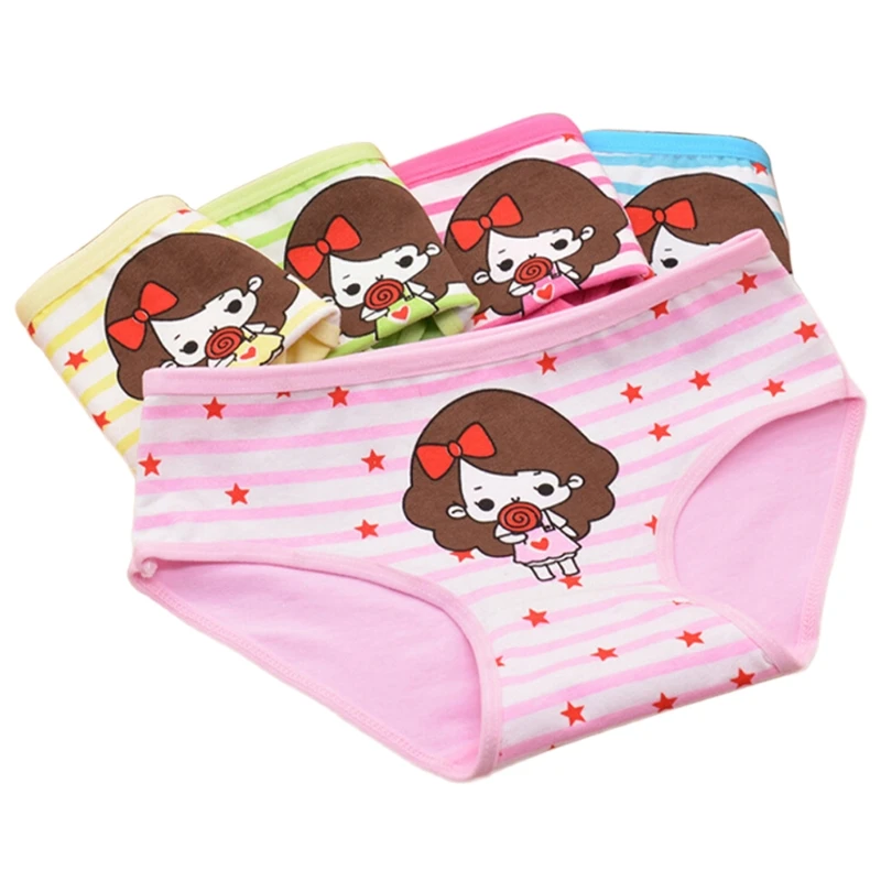 

1Pc Kid Baby Girl Cotton Underwear Short Briefs Lovely Cartoon Stripe Underpants D08C