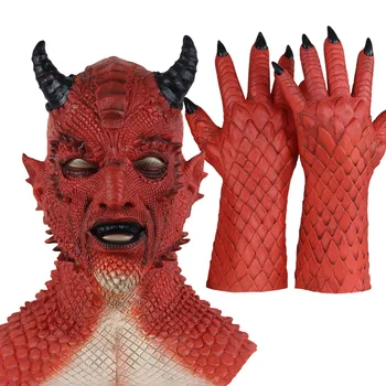 

Game Diablo Belial Demon Mask Devil Cosplay Adult Costume Headgear With Gloves Carnival Suit Halloween Cosplay Party Props