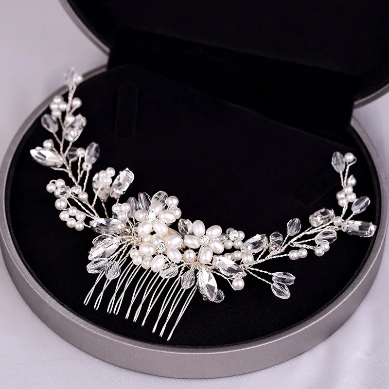 

Elegant Pearl Beads Long Curved Shape Hair Comb Inserted Combs Hair Ornaments Headpiece Wedding Bridal Accessories Hair Clip