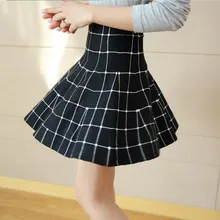 Осень Зима Высокая талия трикотажные юбки корейский Стиль Уличная плиссированная Женская юбка Повседневная размера плюс мини юбка женская одежда