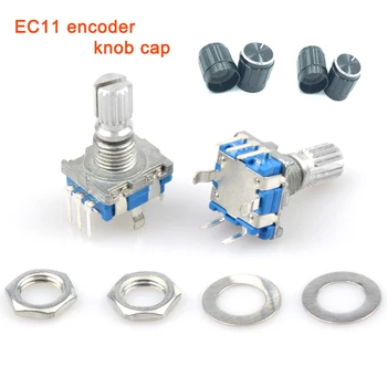 

5pcs/lot EC11 Rotary Encoder Potentiometer 15mm 20mm with switch 5 Pin + knob cap