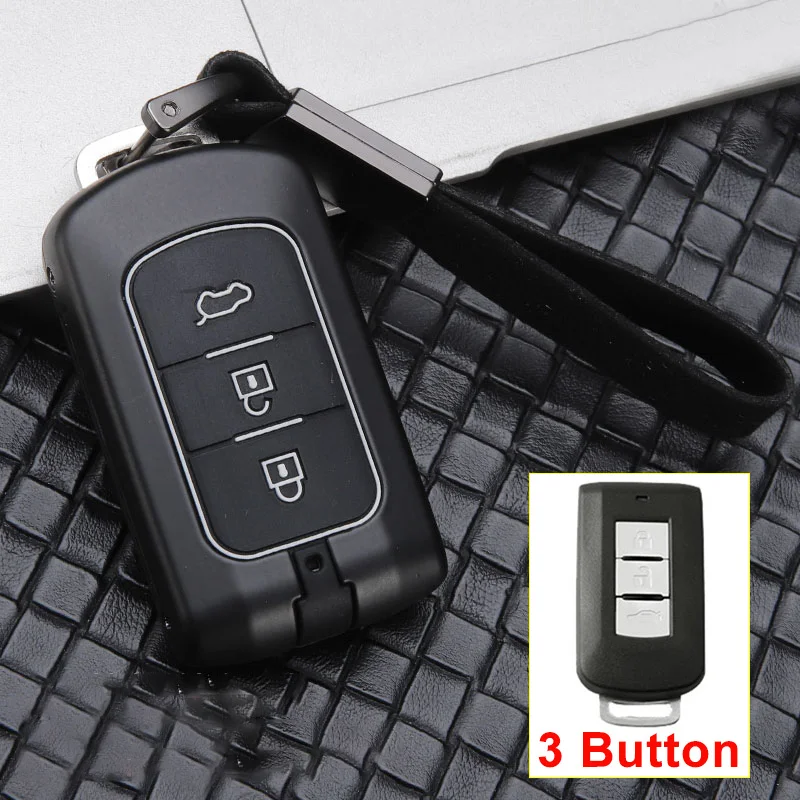 Цинковый сплав+ силиконовый автомобильный чехол для дистанционного ключа от машины чехол для Mitsubishi Outlander Lancer 10 Pajero Sport ASX RVR L200 Shogun ASX EX - Название цвета: 3 Button Black White