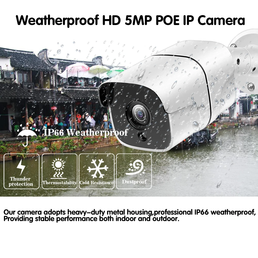NINIVISION H.265 5MP сетевая камера безопасности IP Камера металлический Водонепроницаемый IP66 48V POE IP камера ONVIF CCTV контрольная пуля POE IP Камера