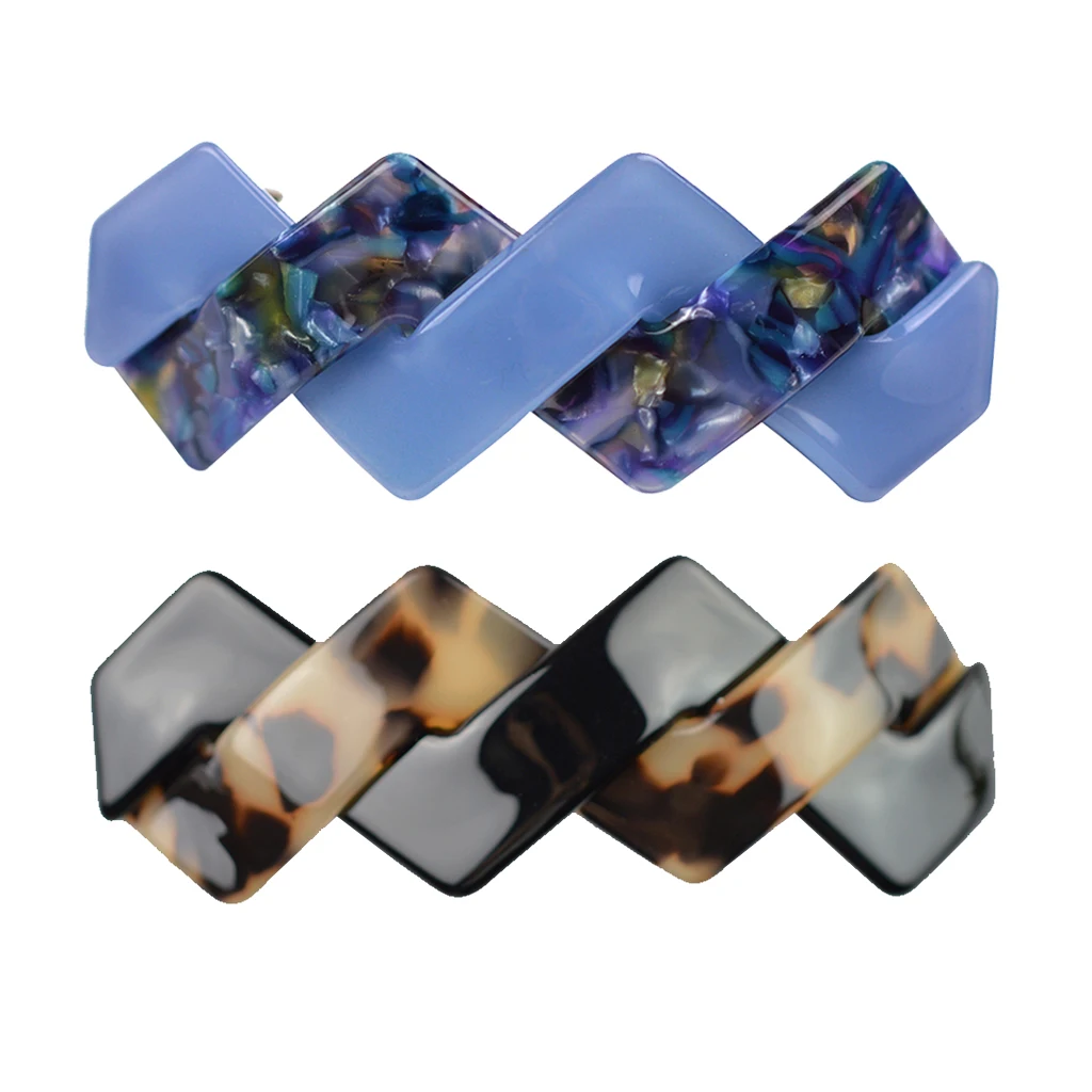 2 Pieces Hair Clip Girl Acrylic Girl For Hair Barrettes Bride Decoration Hair Accessory Hairdressing  Purple and Brown