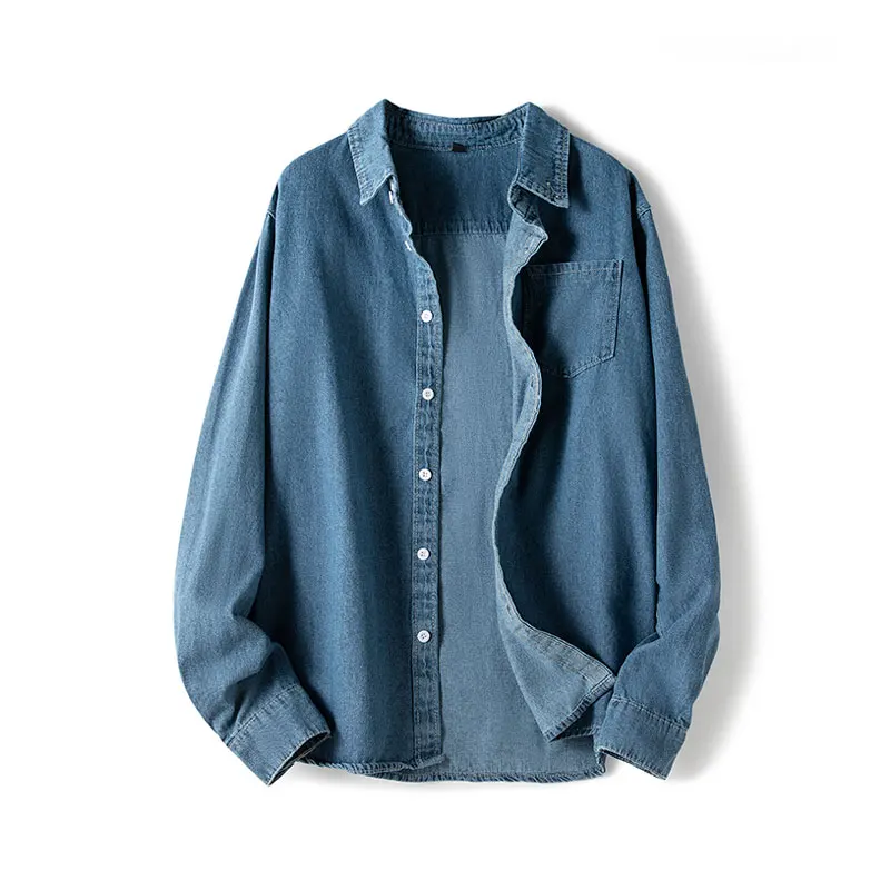 

Men Long Sleeve Denim Shirt Mens Casual Dress Male Wearing Mens Shirts