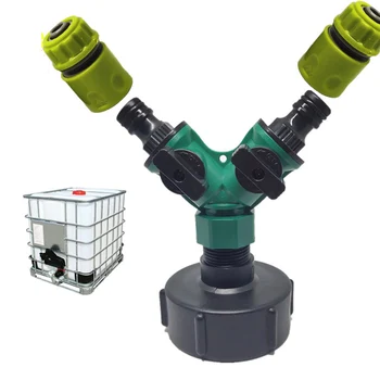 

1pc Garden Hose Tap Connector Adapter Double Head IBC Tank Nozzle Fittings Tools