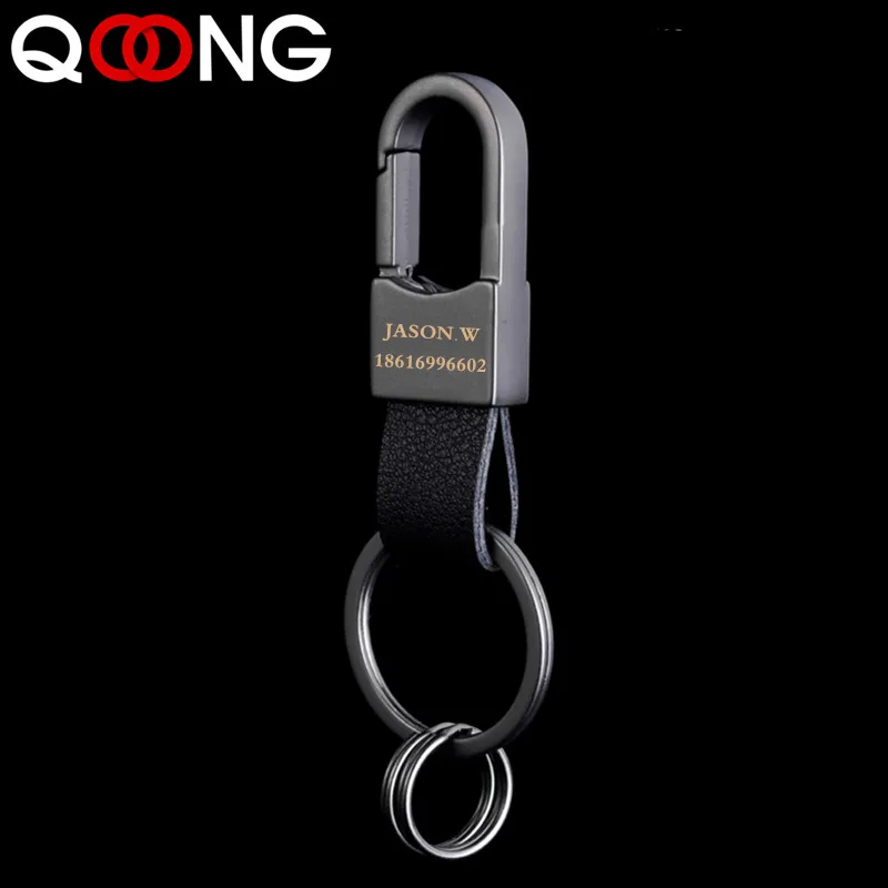

QOONG Durable Key Chain Leather Belt Key Holder Ring Keychain Keyring Custom lettering Keys Collection Jewelry Women Men Gift