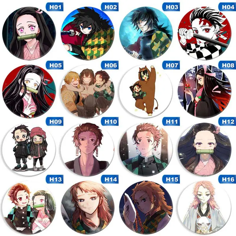 Anime Demon Slayer: Kimetsu no Yaiba Costumes Badge Kamado Tanjirou Cosplay Cartoon Collect Backpacks Bags Button Brooch 5.8cm