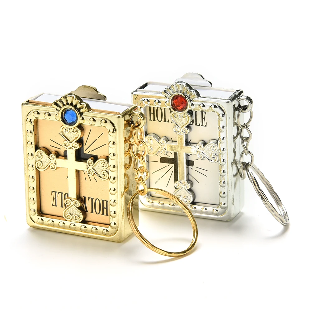1pc Fashion Mini Holy Bible Keychain Removable Miniature Paper Spiritual Christian Jesus Keychain Keyring Gift Souvenirs Keyring