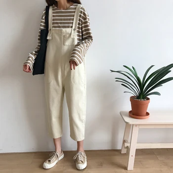 

Vintage Overalls Jeans Women Boyfriend Jeans Casual High Waist Rompers Trousers Straight Streetwear Pocket Korean Plus Size W593