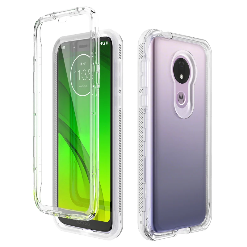 Грандевер Жесткий Чехол для Motorola Moto G7 power Play полный чехол с защитой экрана амортизирующий чехол для Moto G7 Play - Цвет: Transparent