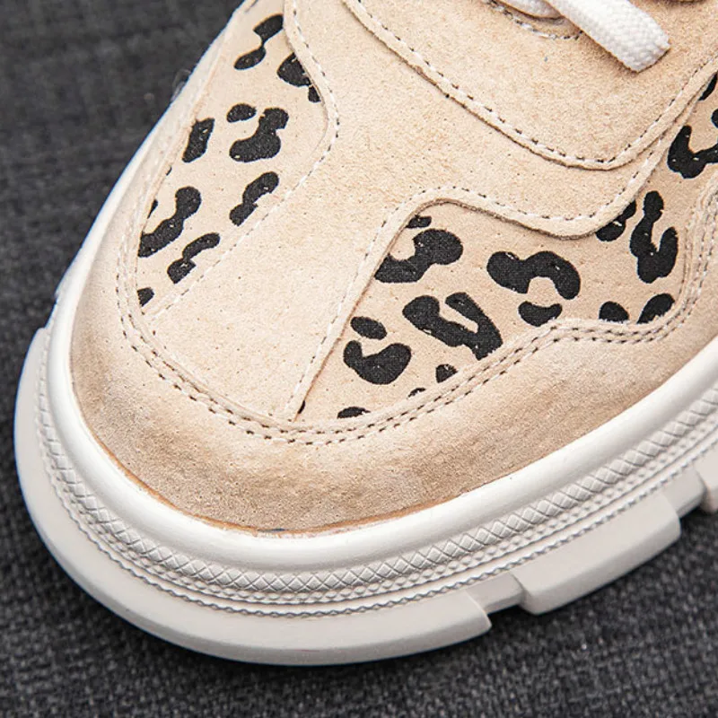 Новинка г.; принт с леопардовым принтом; Cuir Femmes Plate-forme; массивные корзины; Mode Femmes Plat Semelle chaussures femme Chaussures N10-12
