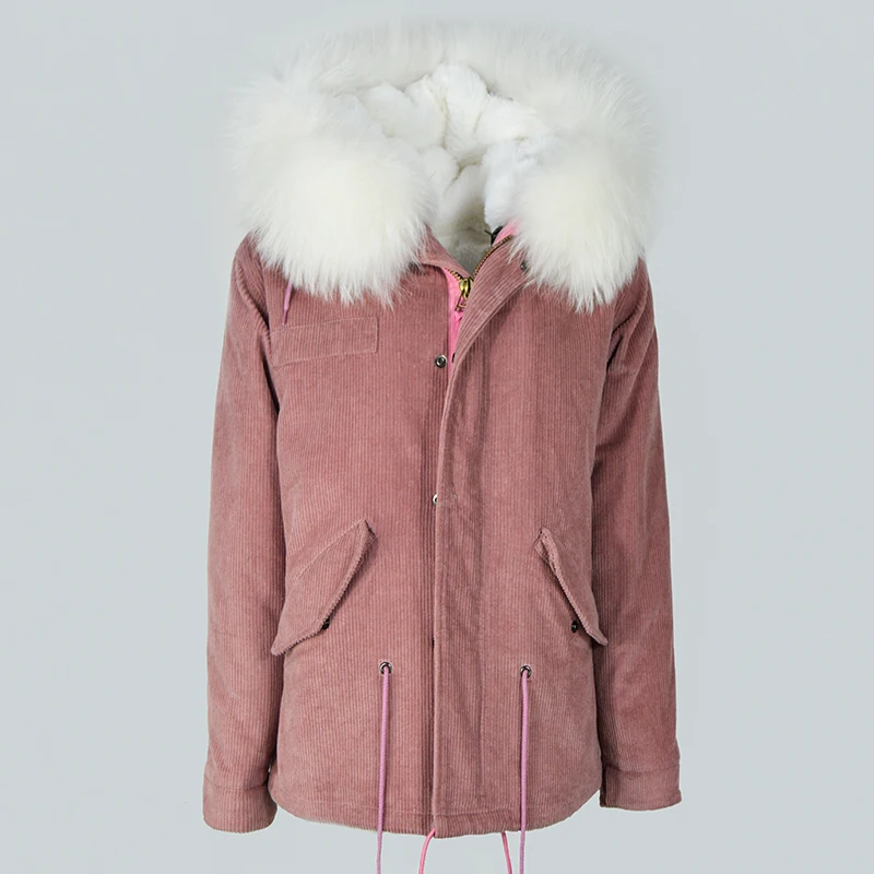 Розовая фея вельветовое женское короткое пальто в тонкую полоску чистый белый