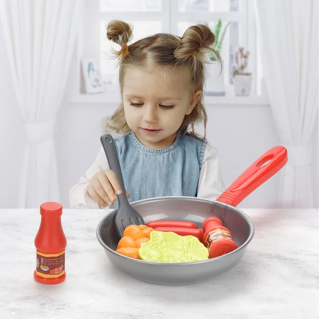 8PCS Kitchen Food Toys Simulation Kitchenware Play Set Pretend Play Pot Steak Vegetable Montessori Omelette Children Girl Toy 2