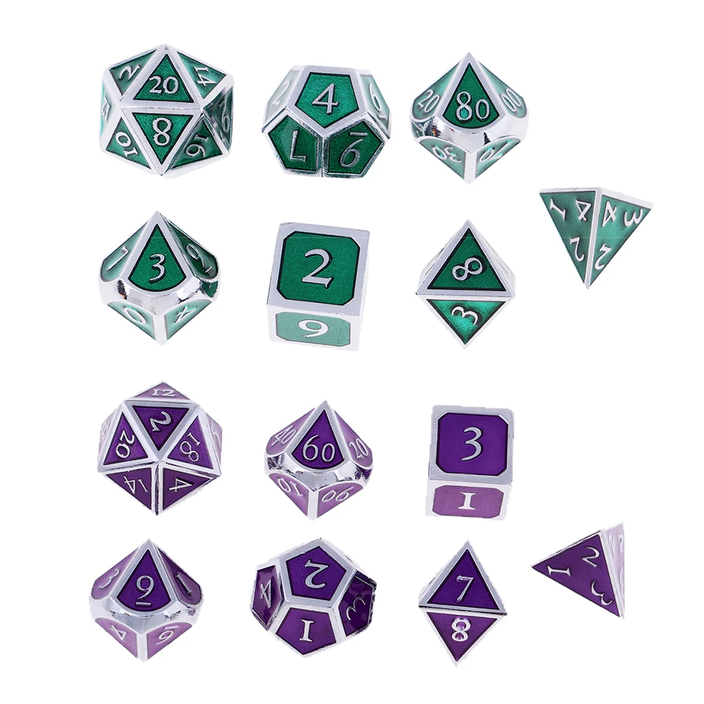 14 шт. сплав многогранные кости семья D4 D6 D8 D10 D12 D20 для D& D TRPG игры