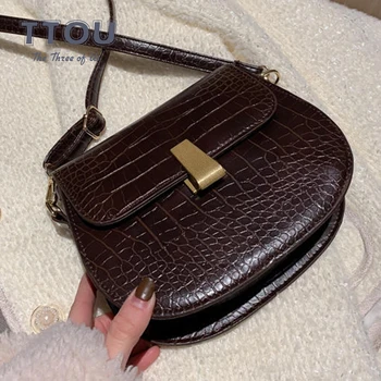 

Fashion Crocodile Pattern Ladies Shoulder Bags Female Crossbody Recho Designer Women Handbags Quality PU Leather Solid Bag
