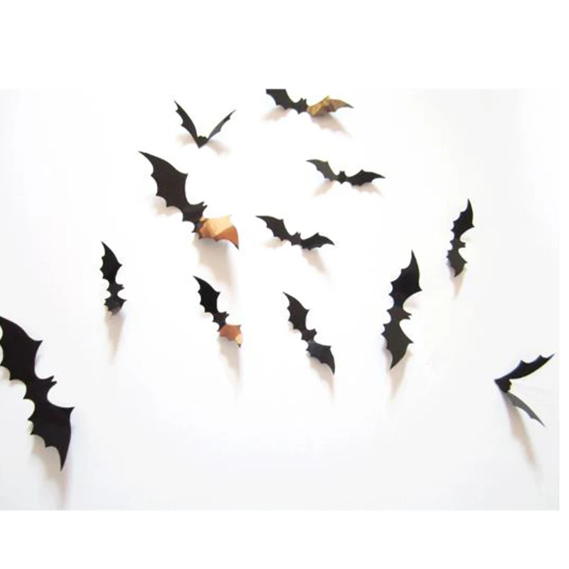 

12 pcs/set PVC Three-Dimensional Bat 12 Set Halloween Bat Special Bats