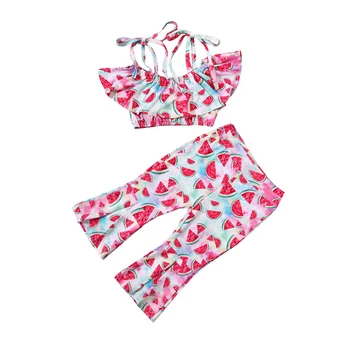 

2020 Newly Summer Infant Kid Baby Girl Newborn Watermelon Outfit Set Fashion Little Girls Sleeveless Top+Pants