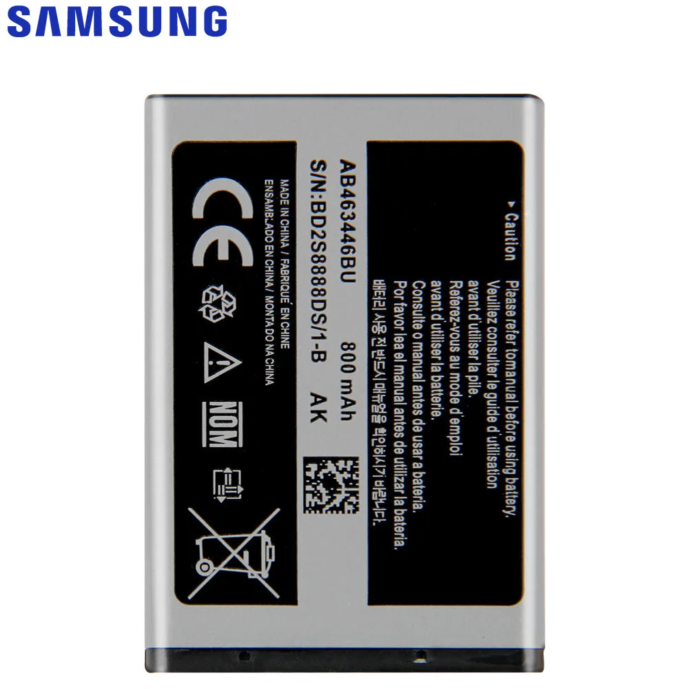 Оригинальная батарея SAMSUNG AB463446BU AB043446TU AB043446BE AB043446TC для Samsung B508 C160 C3300 C3520 C3011 D528 E900 F309