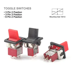 5pcs/Lot Mini Paddle Toggle Switch Momentary SPDT 2/3 Position Square Snap-in Panel Mount 3A250V 6A125V ON-ON ON-OFF-ON