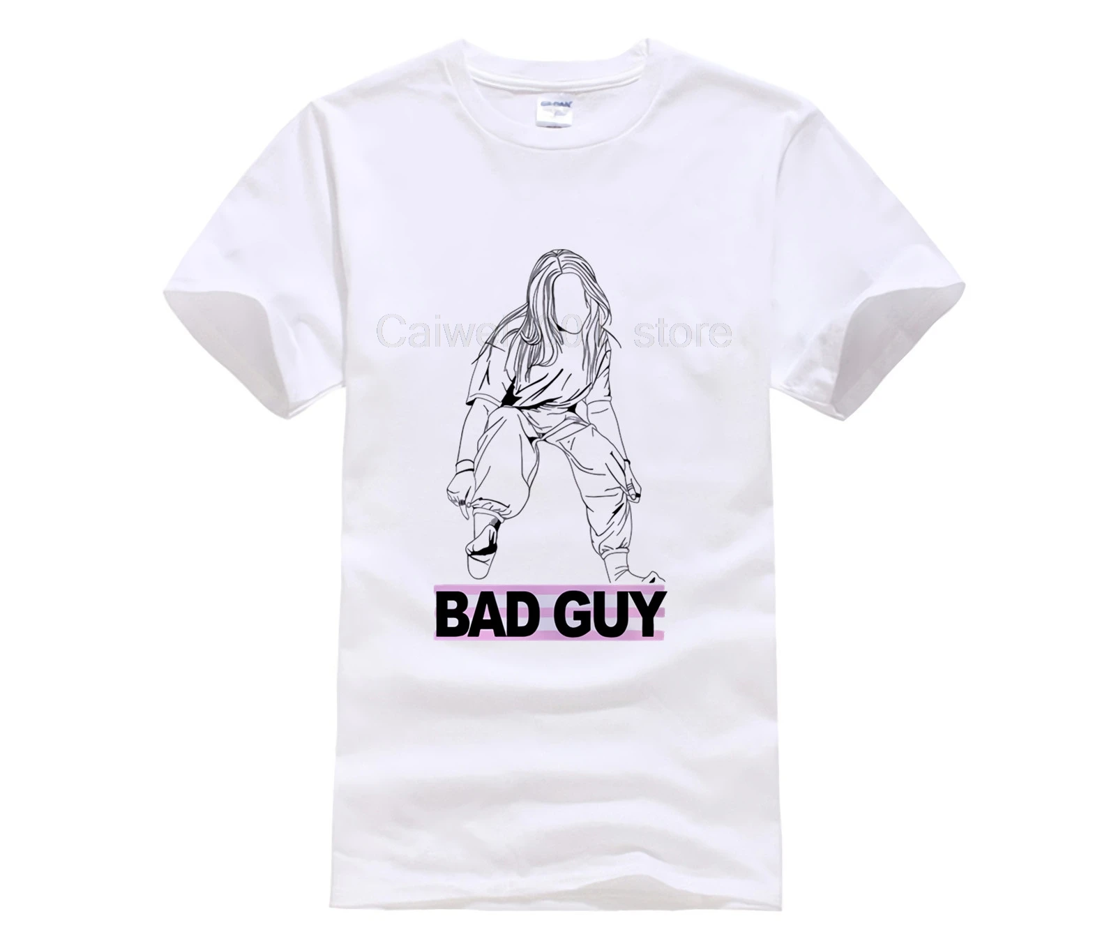 Футболка для женщин Billie Eilish Harajuku Женская I Am A Bad Guy Ullzang Графический эстетический мужские с принтом Футболка с коротким рукавом тренд