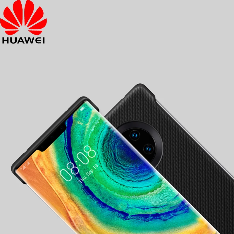 Чехол для huawei mate 30 Pro, Официальный чехол для huawei mate 30 mate 30 Pro из углеродного волокна, текстурированная кожа, Безрамная задняя крышка, чехол