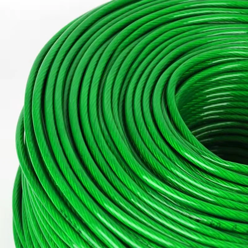 100 Meters Vinyl Coated Steel Wire Rope Cable 2pcs Clamp Rustproof String Light Hanging Clothesline Grape Rack Shed