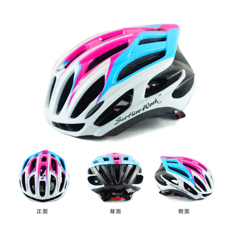 Велосипедный шлем MTB Горный шоссейный велосипед велосипедный шлем светильник для мужчин и женщин цельный литой 4D шлем - Цвет: Розовый