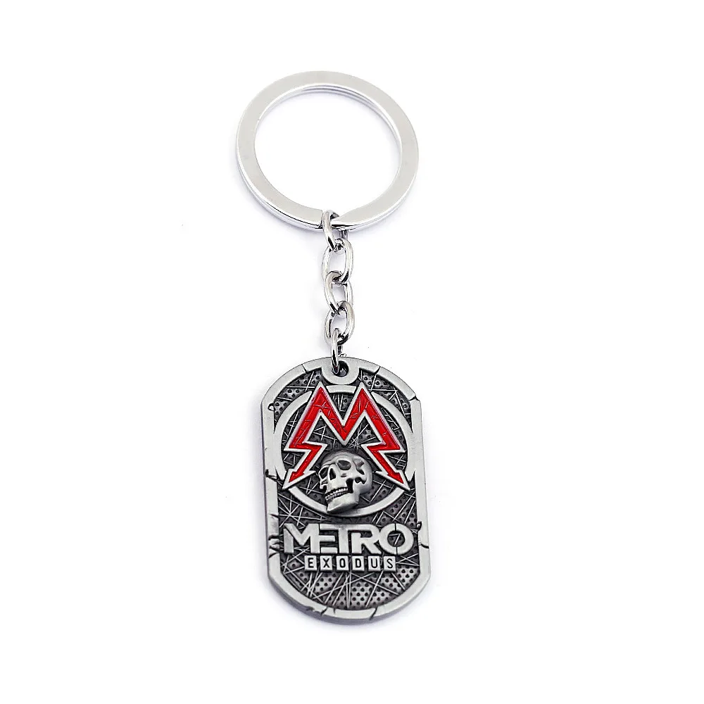 Key keychain Винтажное ожерелье Metro Exodus 2033, металлическая подвеска, череп, собачья бирка, мужское ожерелье с кожаными цепочками, очаровательное колье, ожерелье, ювелирные изделия для игр - Окраска металла: Key keychain