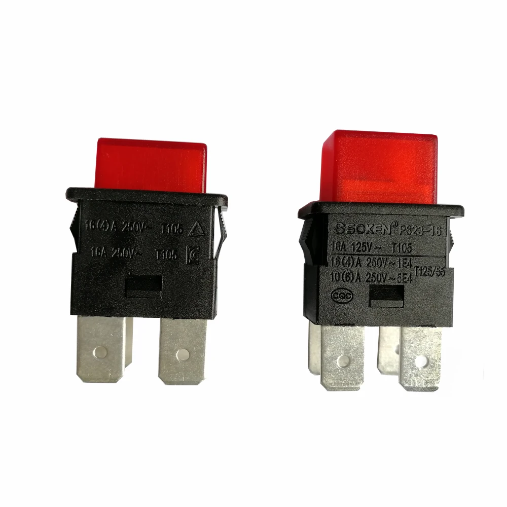 Soken Ps2316 Interruptores de Botão de Pressão de Auto-travamento Vermelho Pinos 16a Tomada Tira Interruptor de Botão com Led para Aspirador de pó Peças