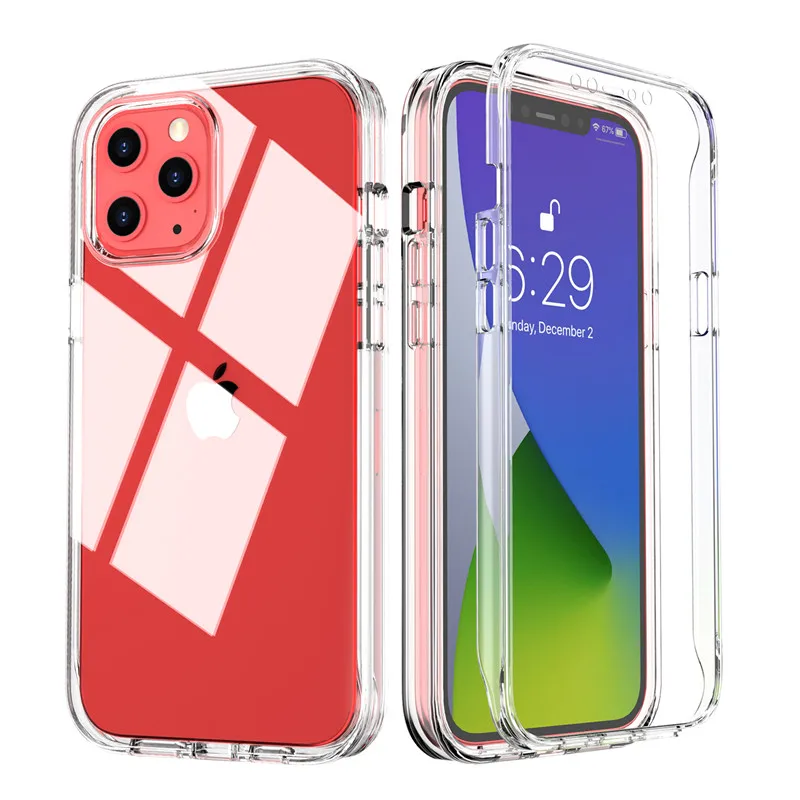

iPhone 11 Promax 12 x xr xsmax 8 7 Plus SE Front&Back 360 Degree Full Body Screen Protector Transparent Case Colorful TPU Bumper