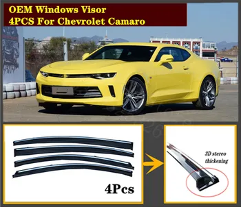 

4pcs Set 2011-2020 OEM For Chevrolet Camaro Stainless steel window Visor Shade Vent Wind Rain Deflector Guards Cover