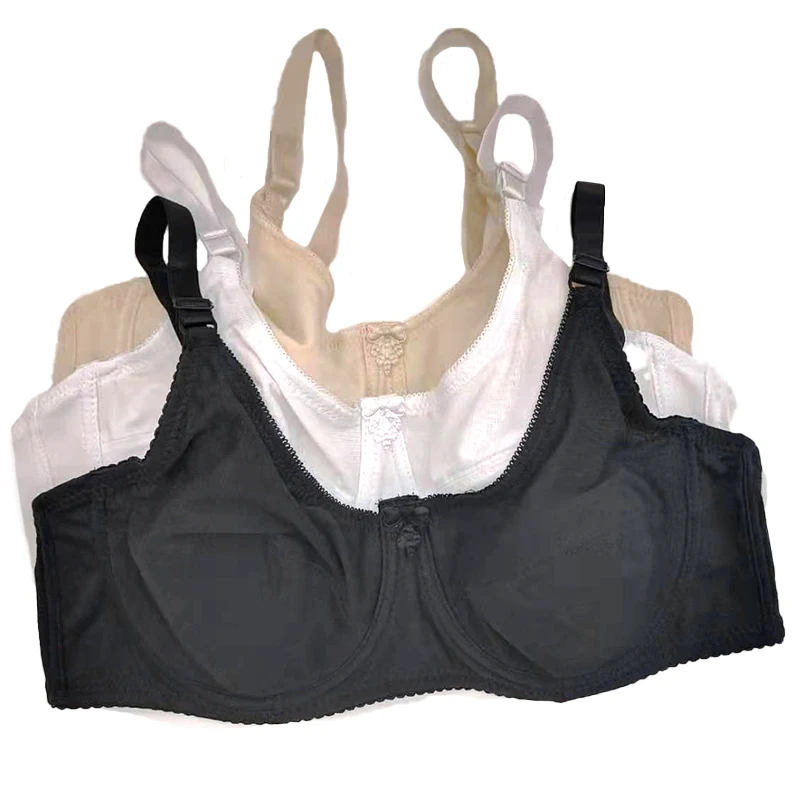 Classic Black White Beige Women Bra Top Push Up Comfort Cotton Lingerie Leisure Active Underwire 34-46 B C D E Cup Underwear C20