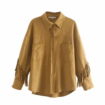 

Hot sale 357-85-9286 European and American fashion fringed shirt jacket