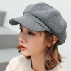 Hot Parent-child adjustable Winter Beret for Women Solid Plain Octagonal Newsboy Cap  Ladies Casual Wool Hat Girls Painter Cap ► Photo 2/6