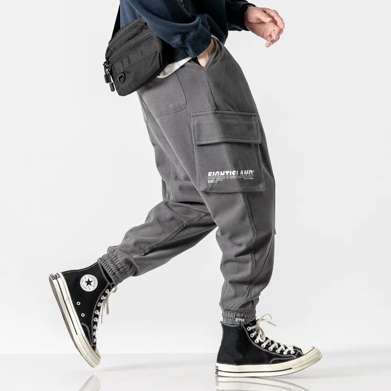 

City Where the Product Winter New Style Workwear Ankle Banded Pants Multi-pockets Lace-up Ankle Banded Pants MEN'S Casual Pants